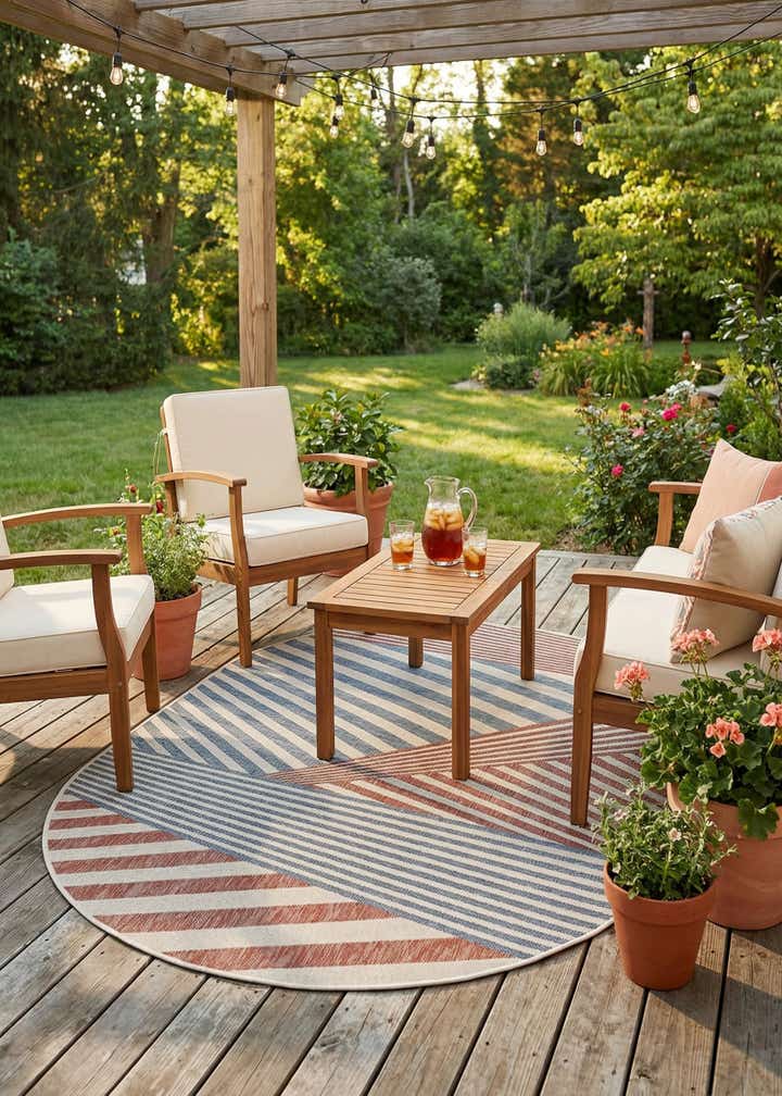 5' 3 x 8' Easy-Clean Jill Zarin Indoor / Outdoor Oval Rug