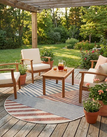 Blue Easy-Clean Jill Zarin Indoor / Outdoor Oval Rug