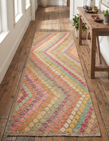 3' x 9' 10 Hand Woven Kilim Modern Wool Runner Rug