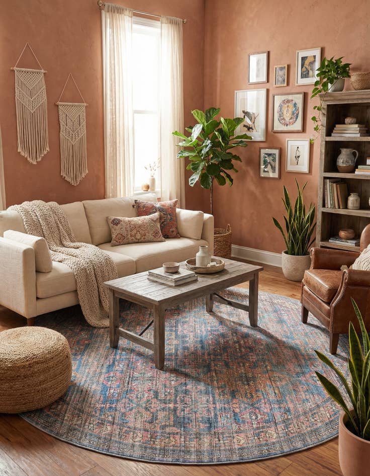 Detail image of 7' 10 x 7' 10  Washable Nostalgia Round Rug