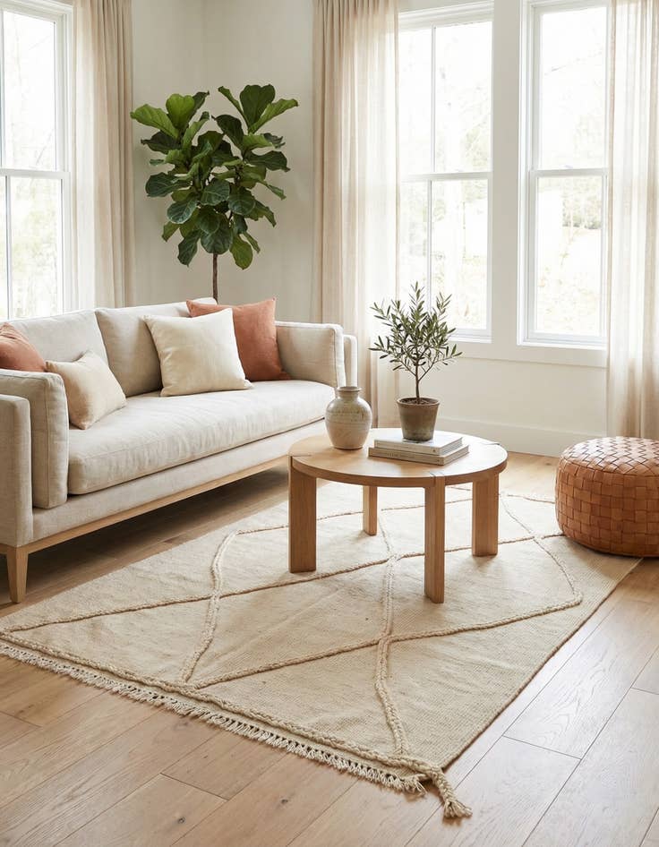 Detail image of  3' 6 x 4' 10  Hand Knotted Moroccan Wool Rug