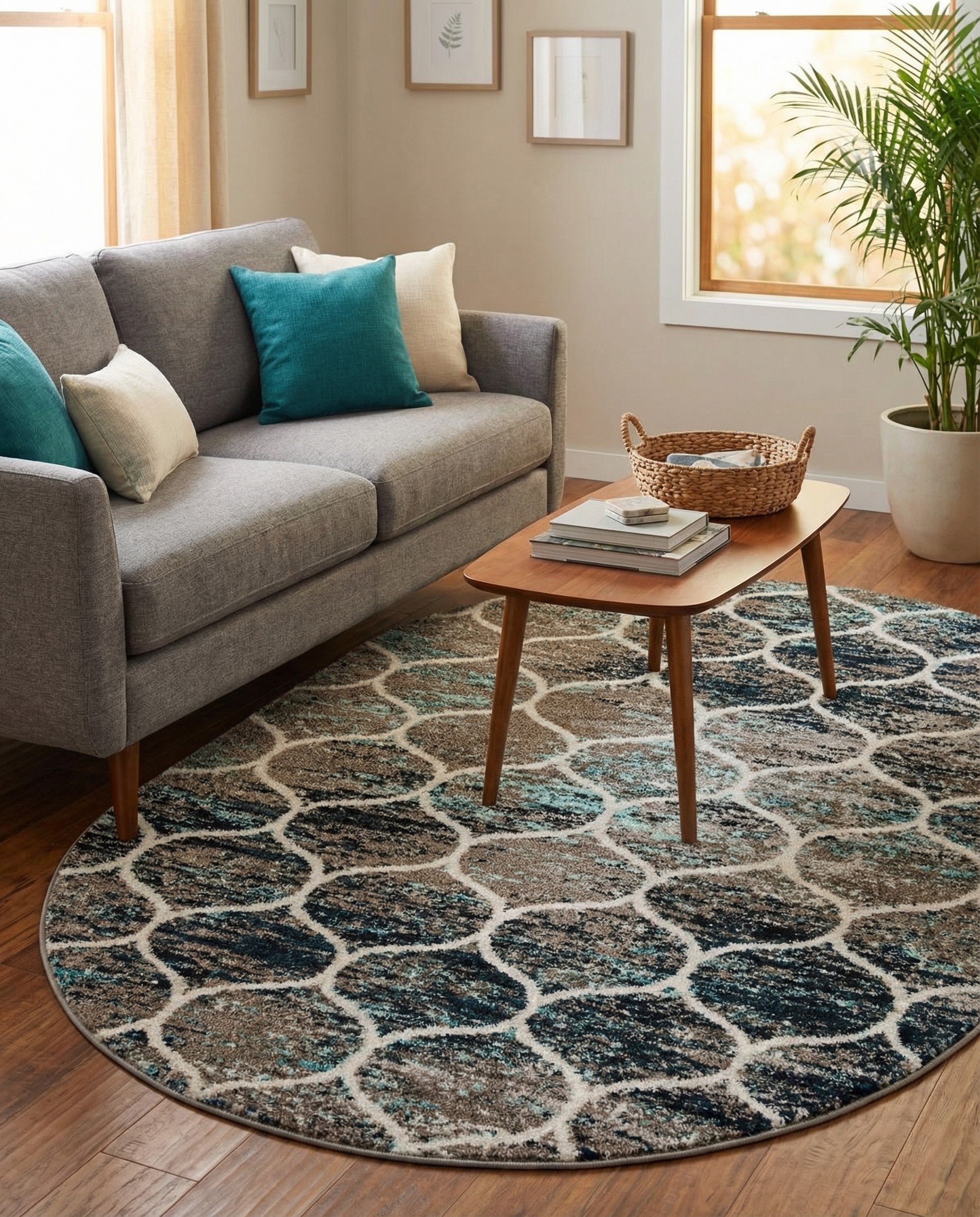  4' x 6' Lattice Frieze Oval Rug