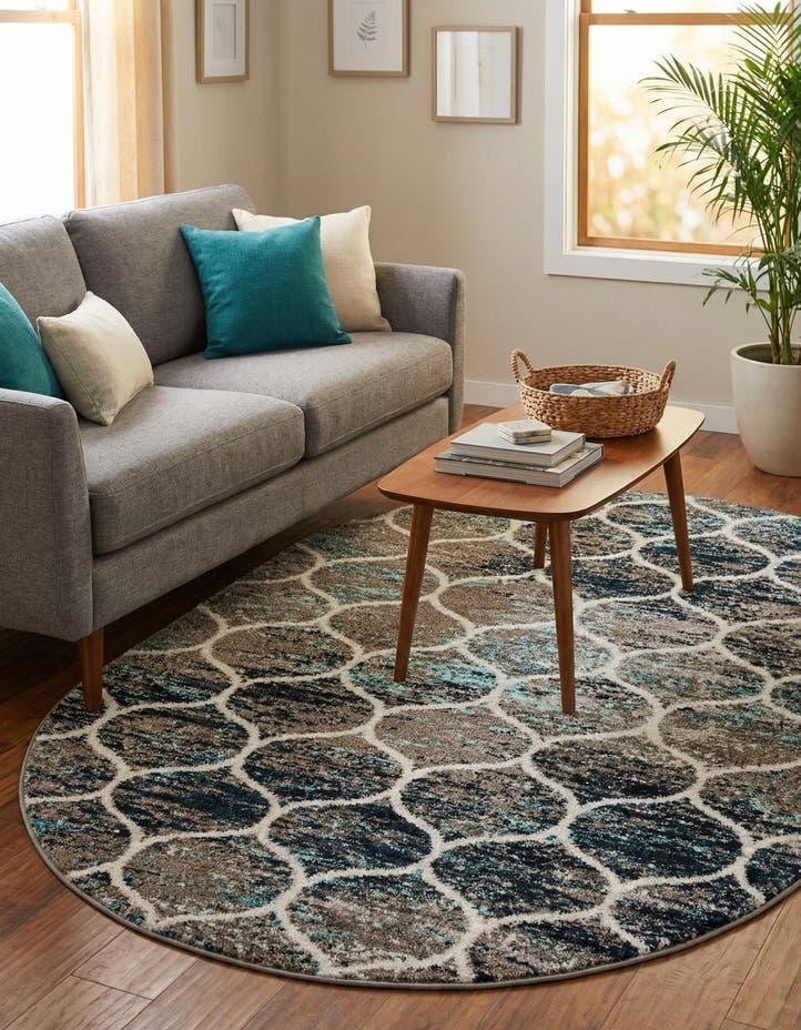 4' x 6' Lattice Frieze Oval Rug