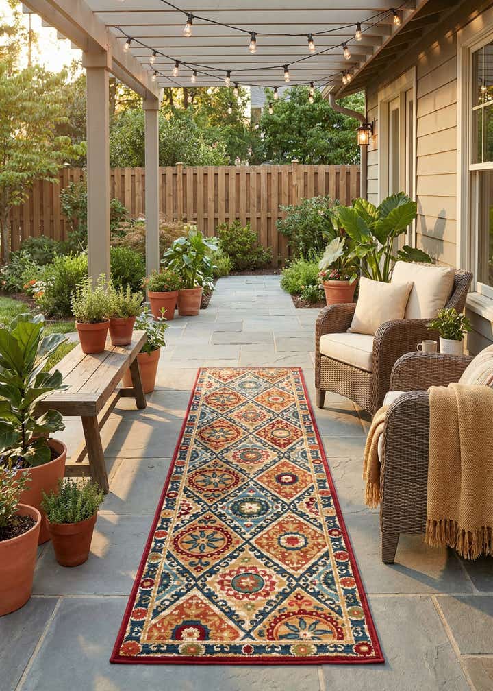 2' 7 x 12' Easy-Clean Modern Indoor / Outdoor Runner Rug