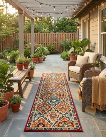 2' 7 x 12' Easy-Clean Modern Indoor / Outdoor Runner Rug