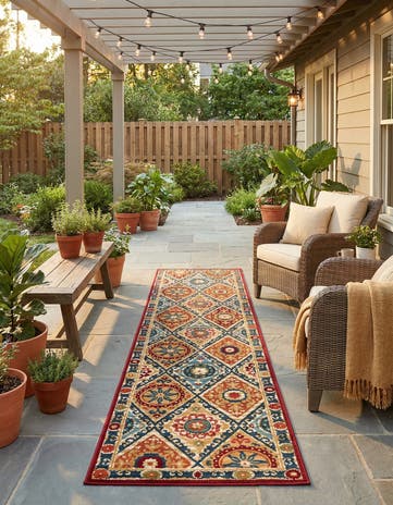 2' 7 x 12' Easy-Clean Modern Indoor / Outdoor Runner Rug