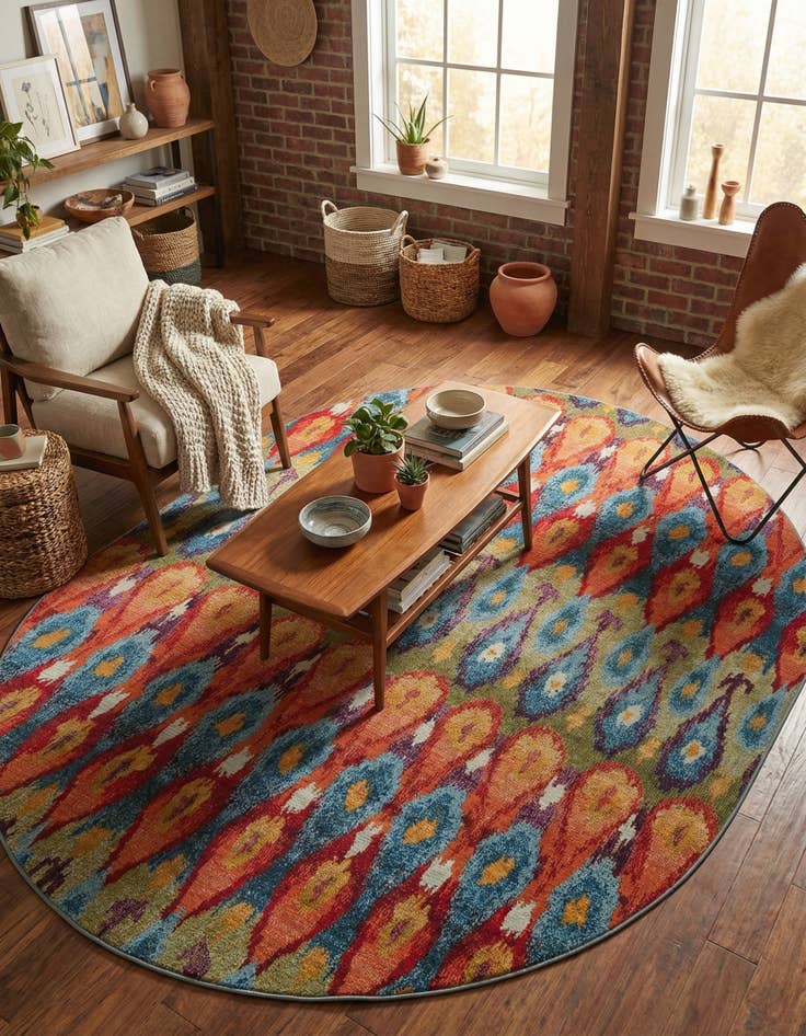 Detail image of 7' 10 x 10' Easy-Clean Modern Indoor / Outdoor Oval Rug