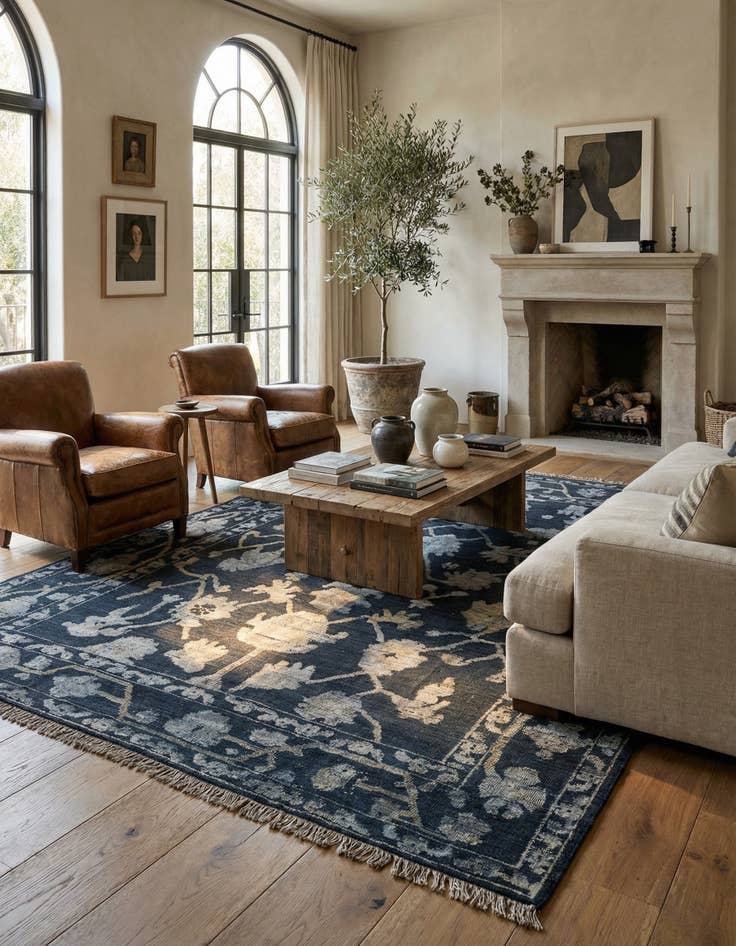 Detail image of 9' 2 x 12' 6  Hand Knotted Oushak Wool Rug