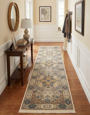 Ivory Nain Design Runner Rug