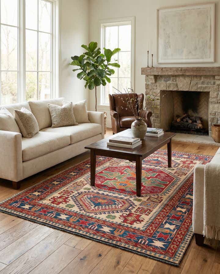 5' 10 x 8' 6 Hand Knotted Kazak Wool Rug