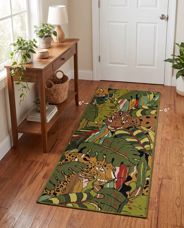 Detail image of 2' x 5' Easy-Clean Botanical Indoor / Outdoor Runner Rug