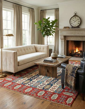 6' 7 x 9' 7 Hand Knotted Kazak Rug