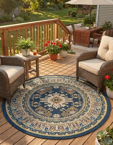 4' x 4' Easy-Clean Baja Indoor / Outdoor Round Rug