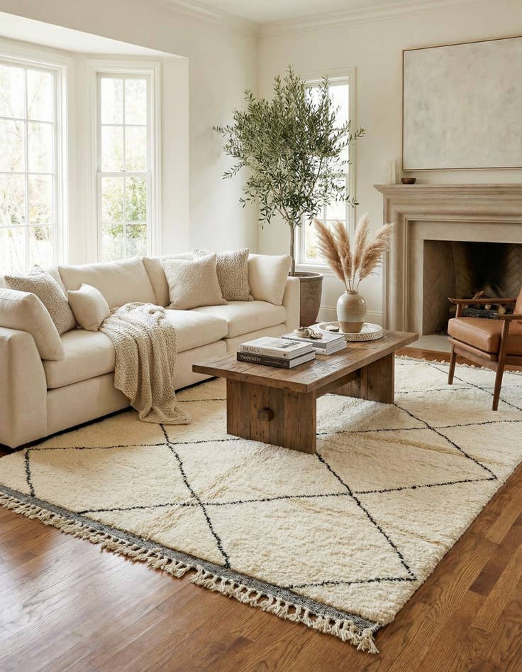 Detail image of  7' x 10'  Hand Knotted Moroccan Wool Rug