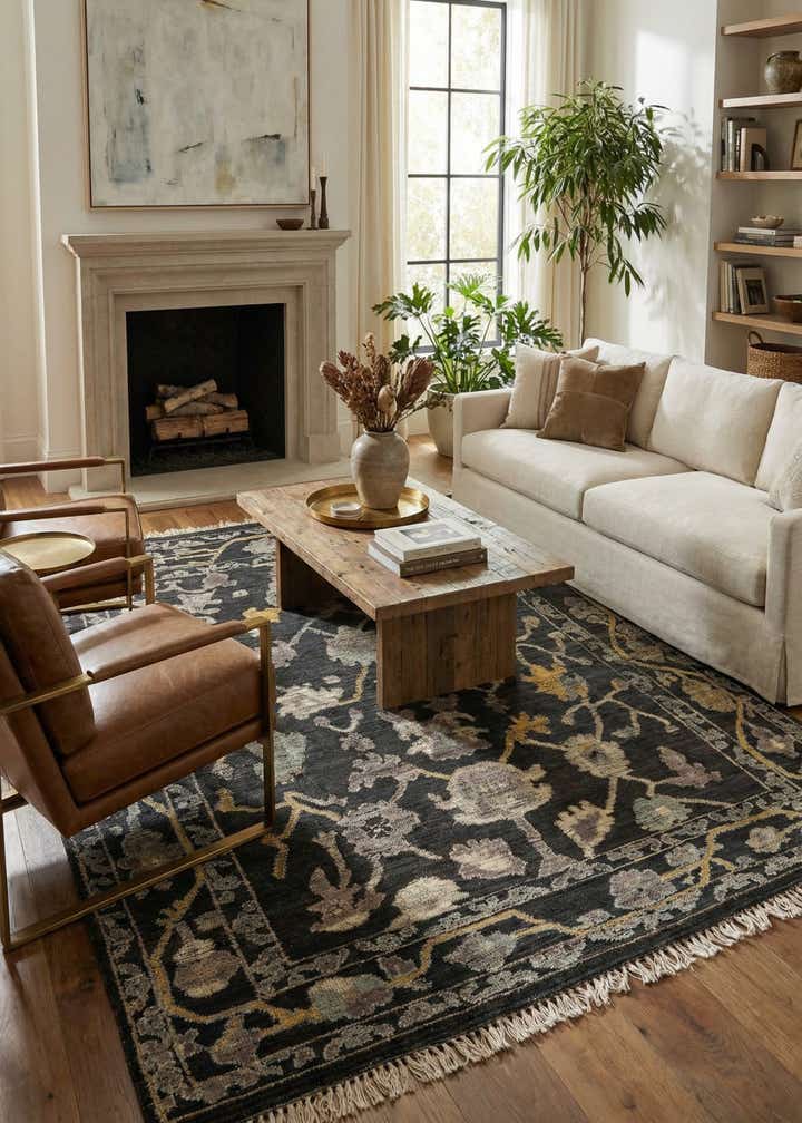8' x 10' 5 Hand Knotted Oushak Wool Rug
