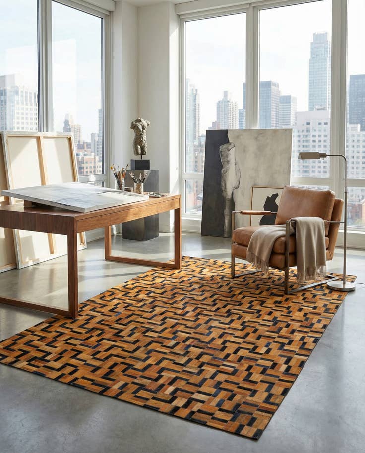 Detail image of 5' x 8' Cowhide - Patchwork Rug