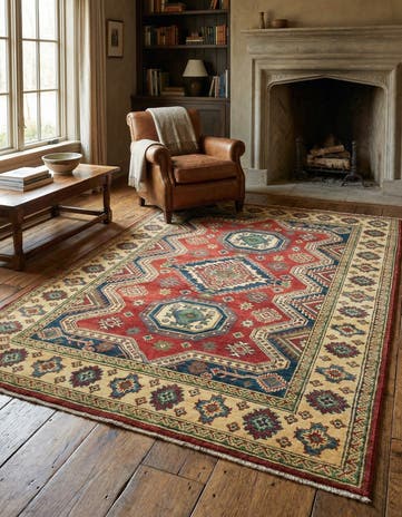 4' 2 x 6' 5 Hand Knotted Kazak Rug