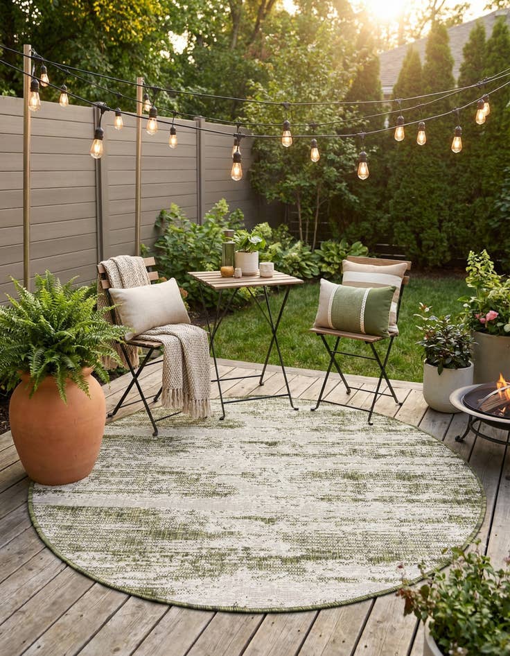 Detail image of 4' x 4'  Washable Modern Indoor / Outdoor Round Rug