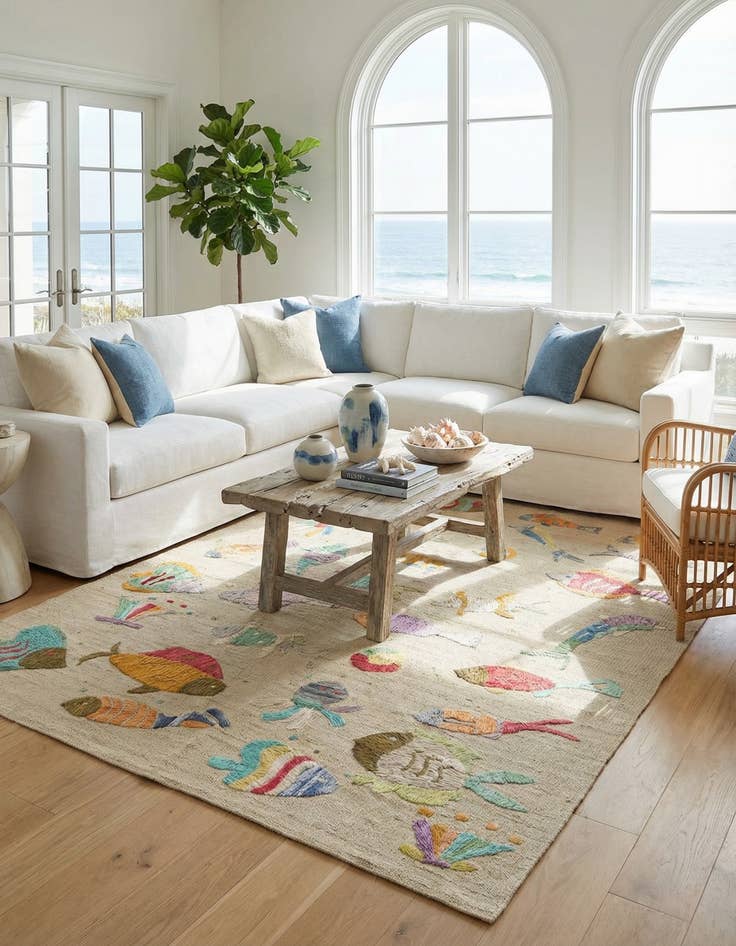 Detail image of 8' 7 x 9'  Hand Woven Kilim Suzani Wool Square Rug