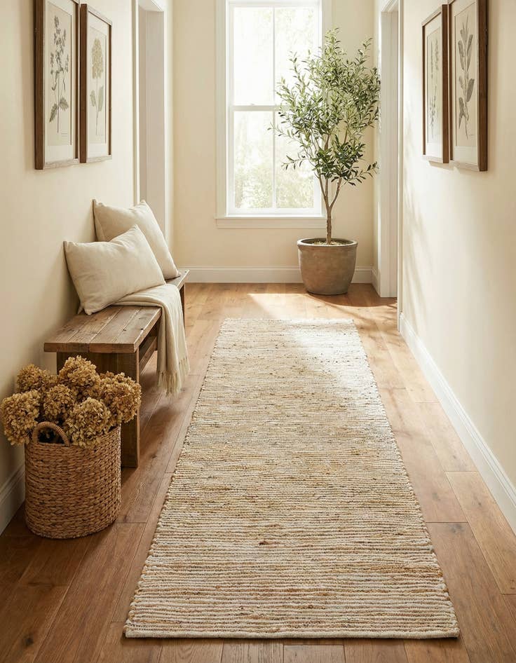 Detail image of  2' 11 x 16' 1  Hand Woven Chindi Jute Runner Rug