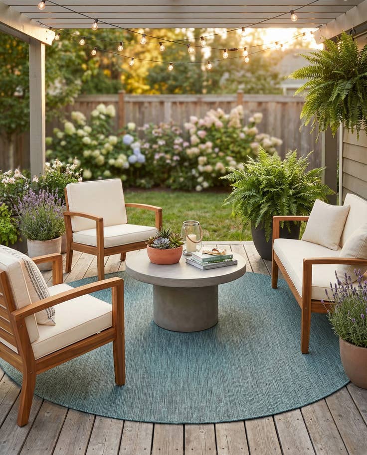 Detail image of 10' x 10' Easy-Clean Solid Indoor / Outdoor Round Rug