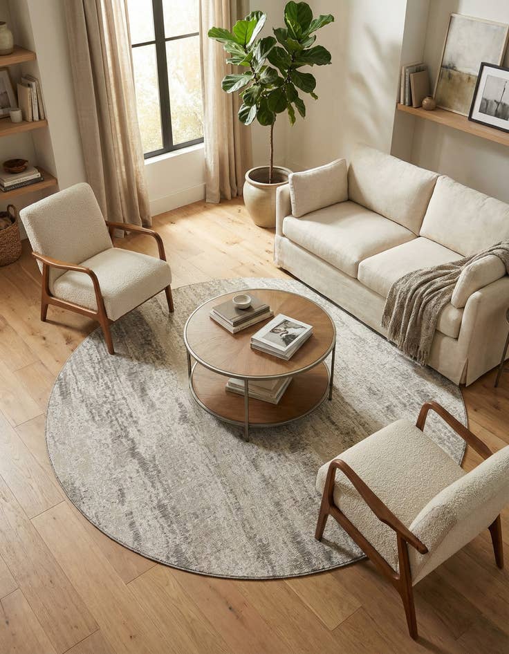 Detail image of  10' x 10'  Washable Modern Indoor / Outdoor Round Rug