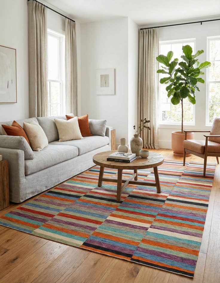 Detail image of  6' 4 x 9' 8  Hand Woven Kilim Modern Wool Rug