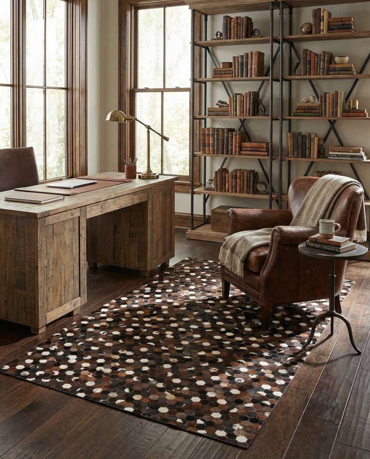 5' 1 x 8' 1 Cowhide Leather Rug