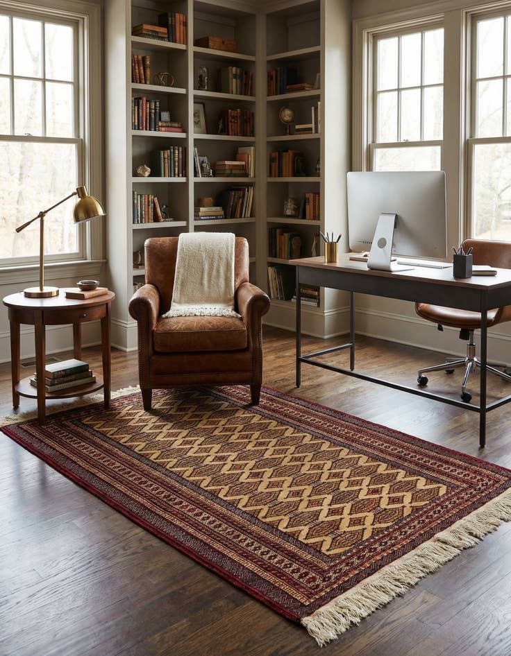 Detail image of 4' 3 x 6' 1  Hand Knotted Bokhara Wool Rug