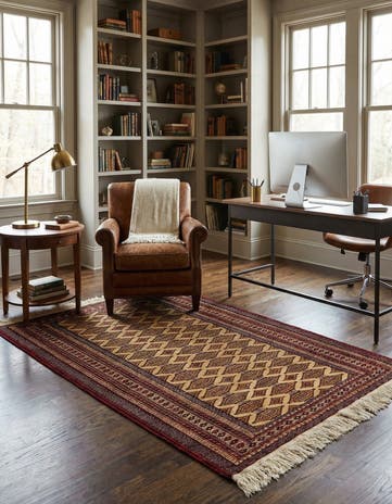 4' 3 x 6' 1 Hand Knotted Bokhara Wool Rug