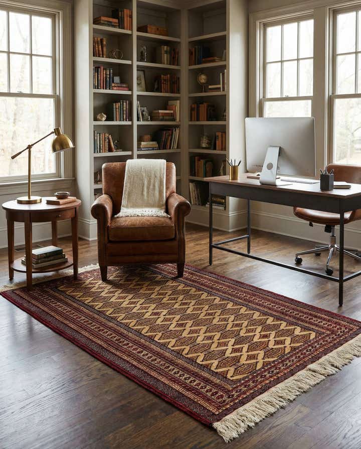 4' 3 x 6' 1 Hand Knotted Bokhara Wool Rug