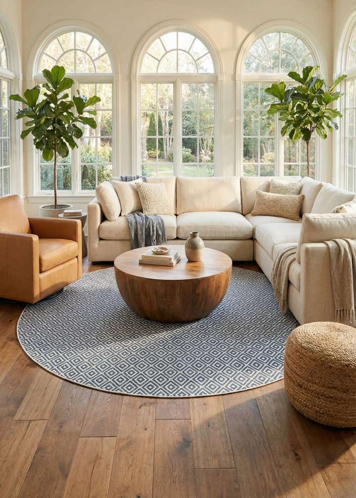 10' 8 x 10' 8 Easy-Clean Jill Zarin Costa Rica Indoor / Outdoor Round Rug