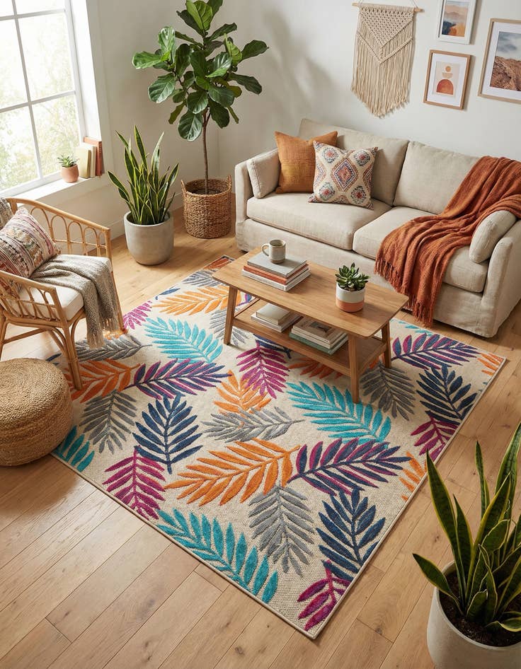 Detail image of  5' 3 x 5' 3  Washable Aruba Indoor / Outdoor Square Rug