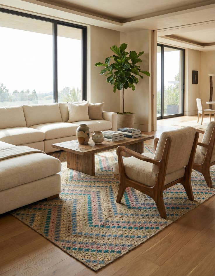 Detail image of  10' 3 x 12' 11  Hand Woven Kilim Modern Wool Rug