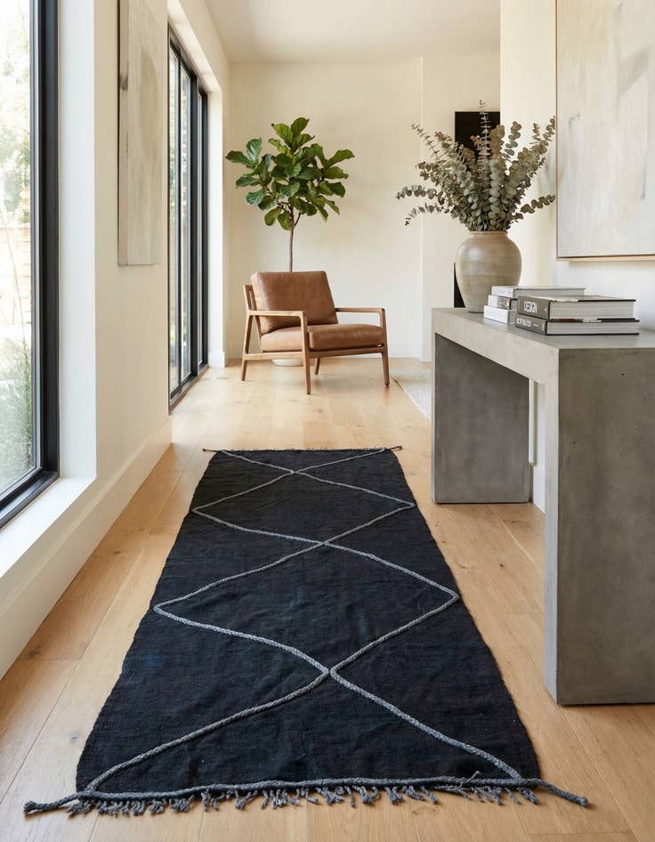 Detail image of 3' 6 x 10'  Hand Woven Kilim Modern Wool Runner Rug