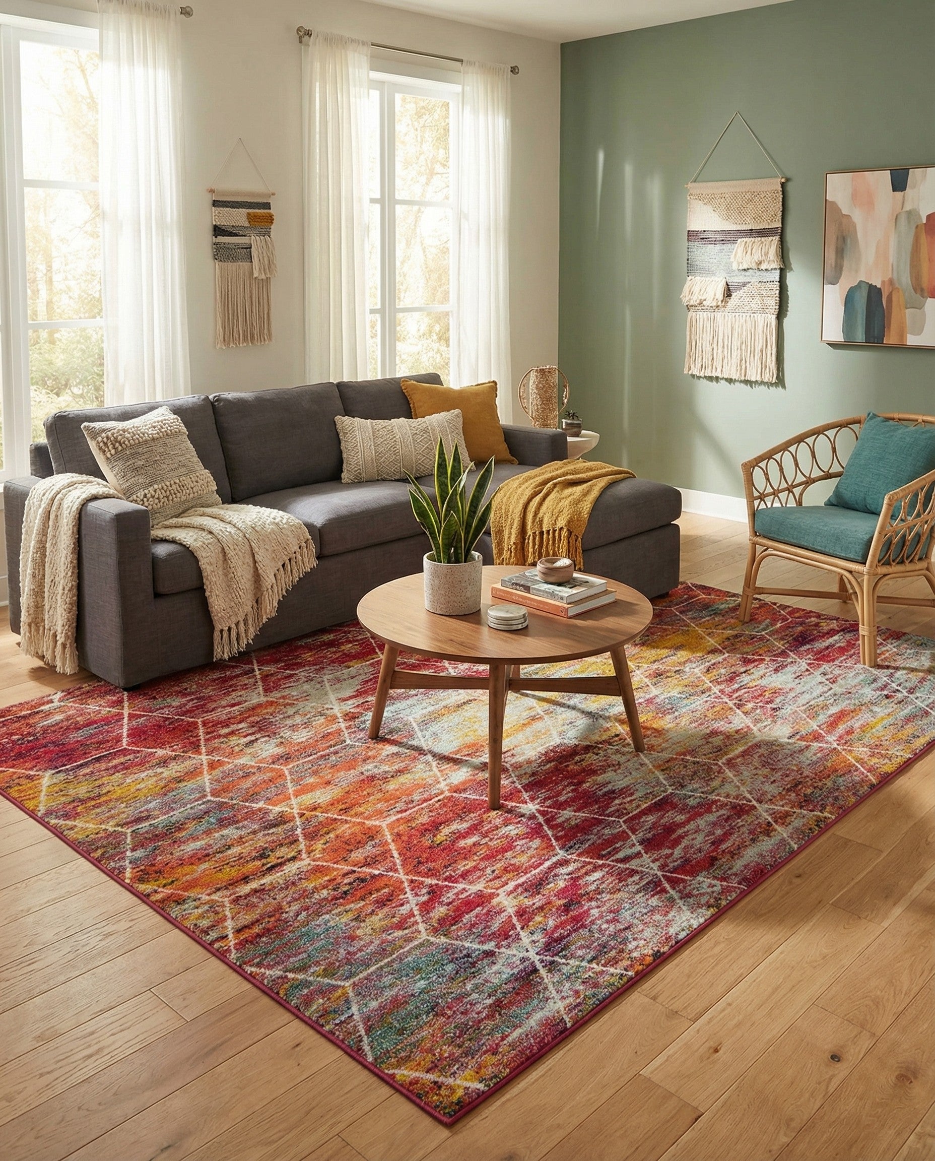  6' x 9' Lattice Frieze Rug