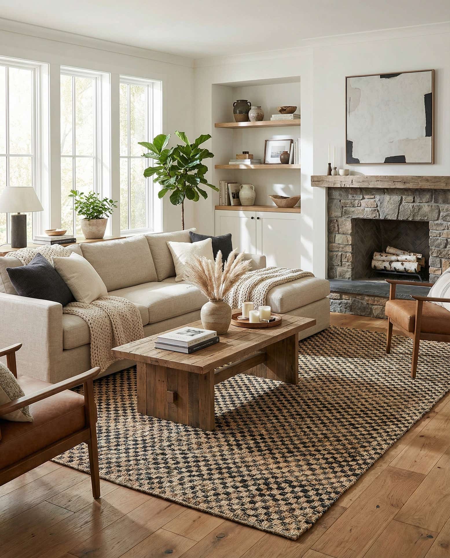 7' 10 x 10' Hand Woven Checkered Jute Wool Rug