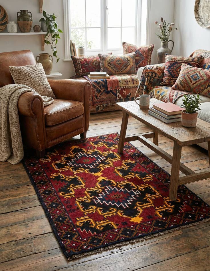 Detail image of  3' x 4' 5  Hand Knotted Balouch Persian Wool Rug