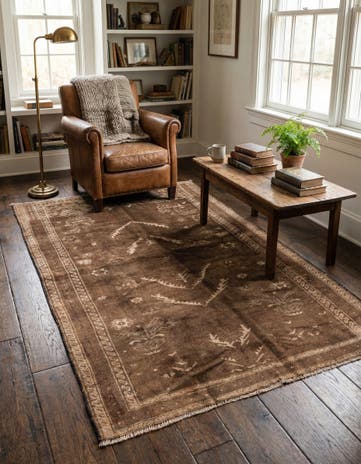 3' 8 x 6' 4 Hand Knotted Ultra Vintage Persian Wool Rug