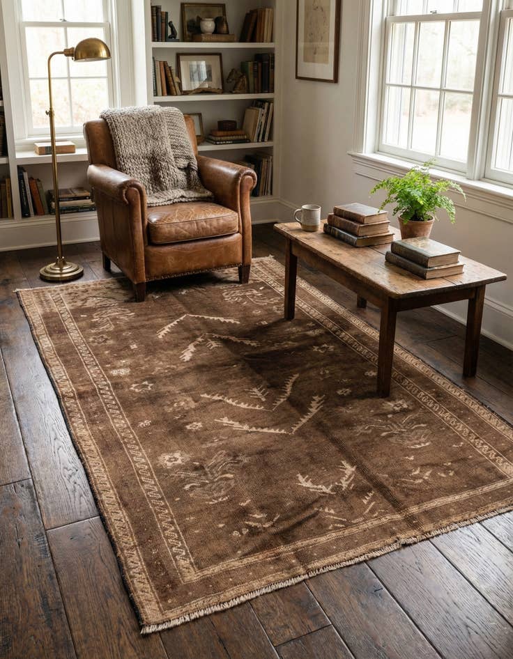 Detail image of 3' 8 x 6' 4  Hand Knotted Ultra Vintage Persian Wool Rug