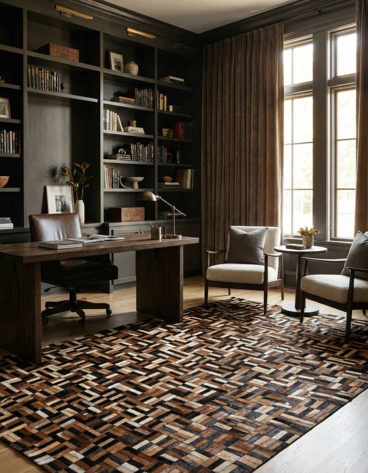 Detail image of  4' 11 x 7' 10 Cowhide - Patchwork Rug