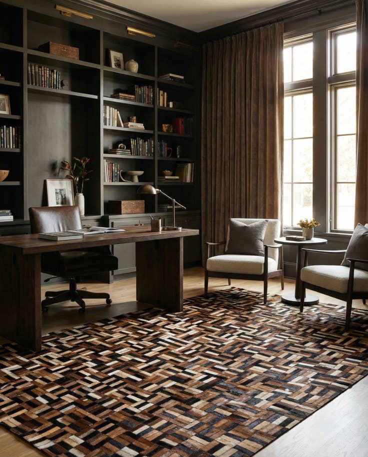 Detail image of 4' 11 x 7' 10 Cowhide - Patchwork Rug