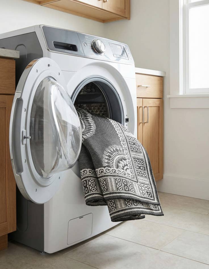 Detail image of 5' 3 x 8'  Washable Traditional Indoor / Outdoor Rug