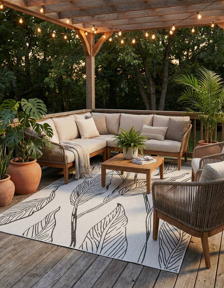 Detail image of  7' x 10'  Washable Botanical Indoor / Outdoor Rug