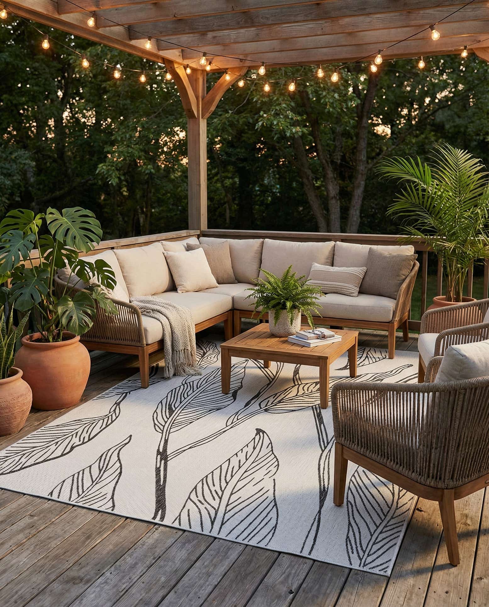 7' x 10' Easy-Clean Botanical Indoor / Outdoor Rug