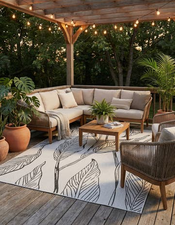 7' x 10' Easy-Clean Botanical Indoor / Outdoor Rug