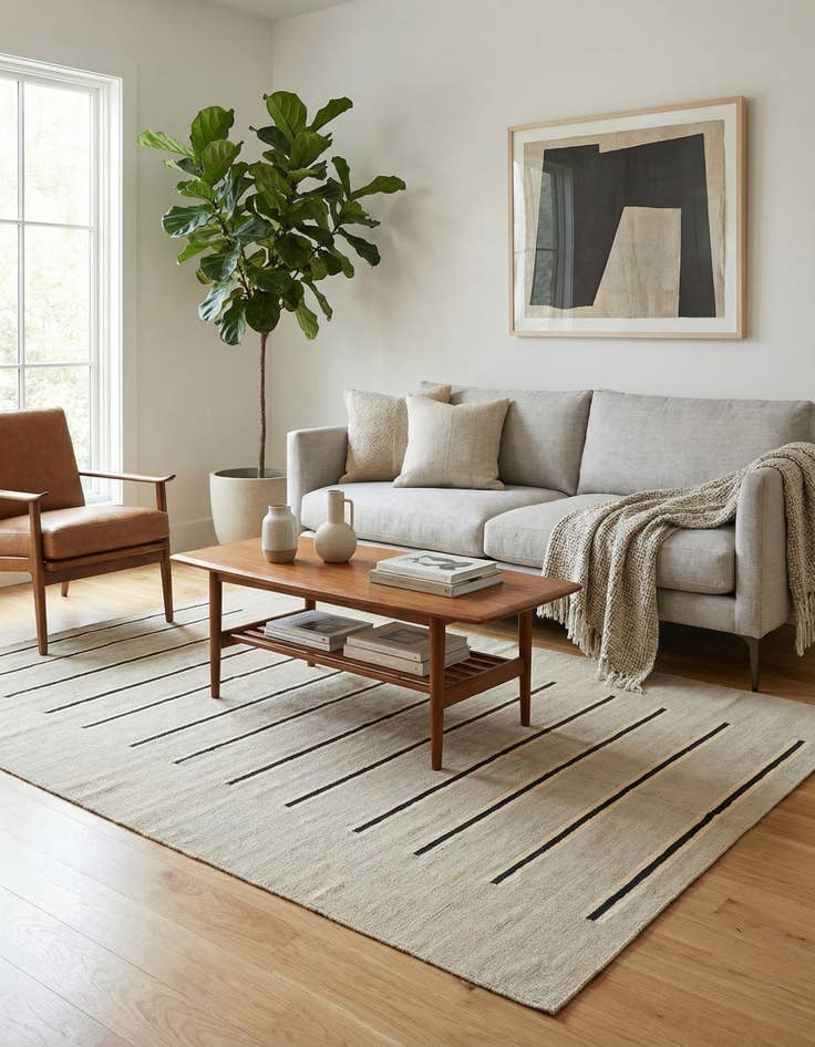 Detail image of 4' 3 x 5' 10  Hand Woven Kilim Modern Wool Rug