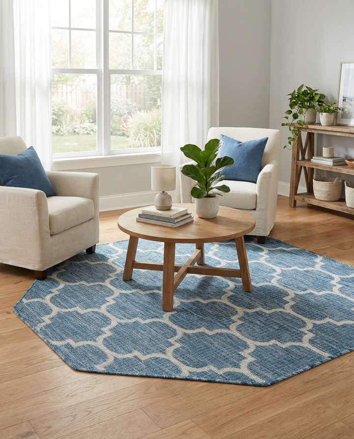 5' 3 x 5' 3 Easy-Clean Lattice Indoor / Outdoor Octagon Rug