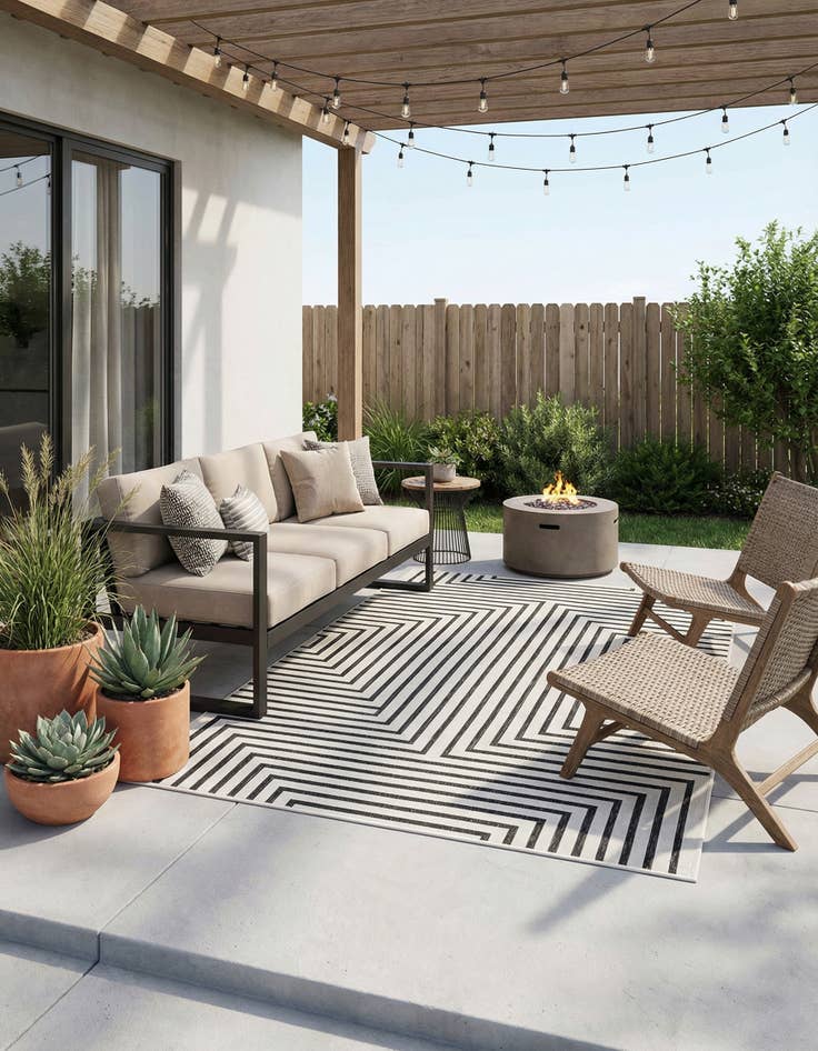 Detail image of  5' 3 x 8'  Washable Modern Indoor / Outdoor Rug