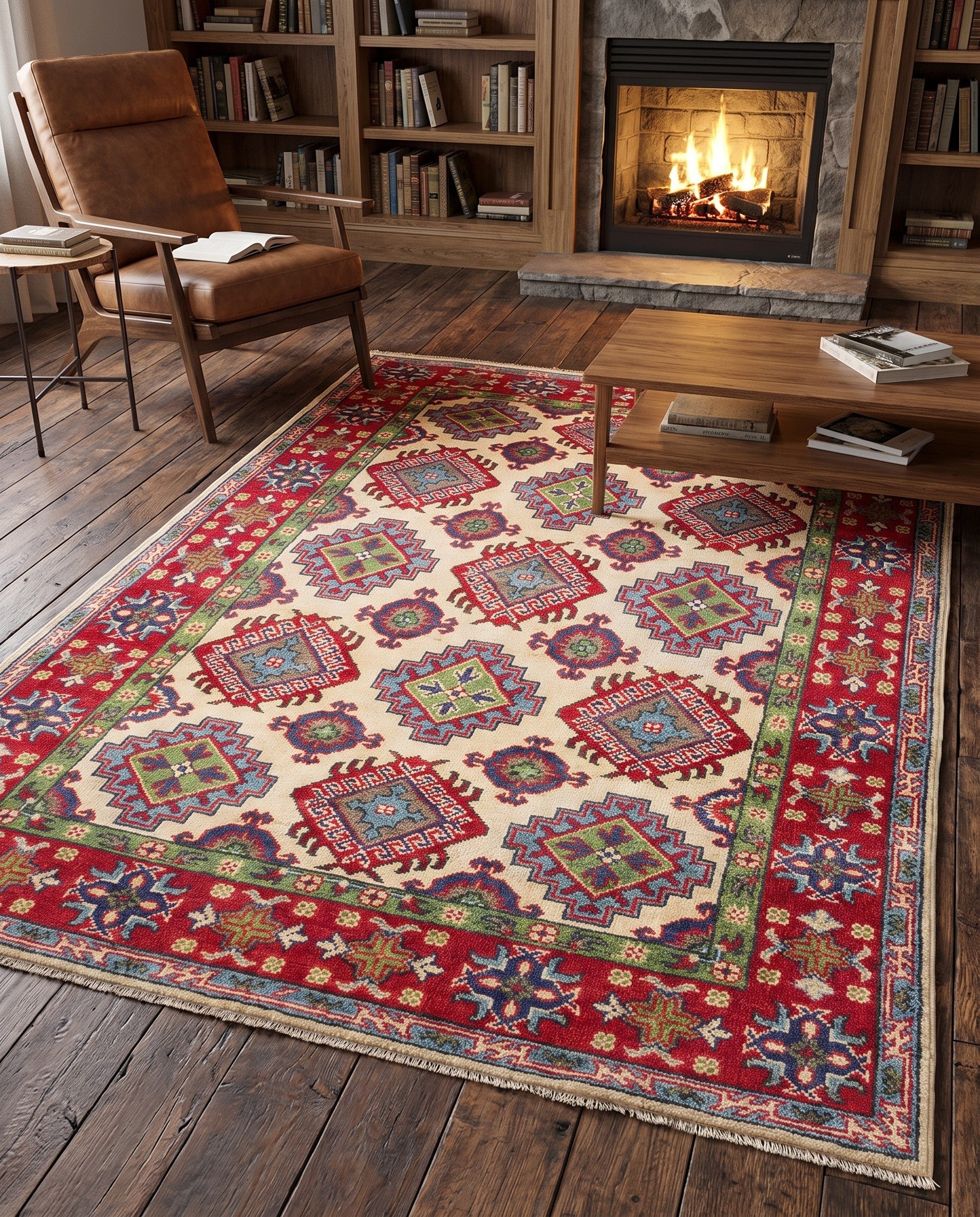 Detail image 3 of 10: 4' 1 x 6' Hand Knotted Kazak Rug